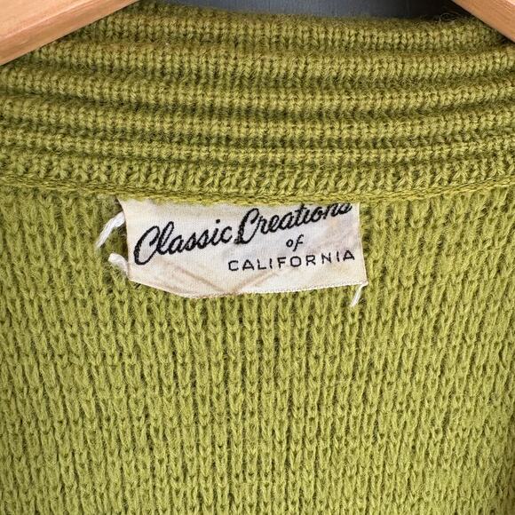 Vintage CLASSIC CREATIONS Women's Small Ribbed Vibrant Green Open Front Cardigan - Picture 4 of 13